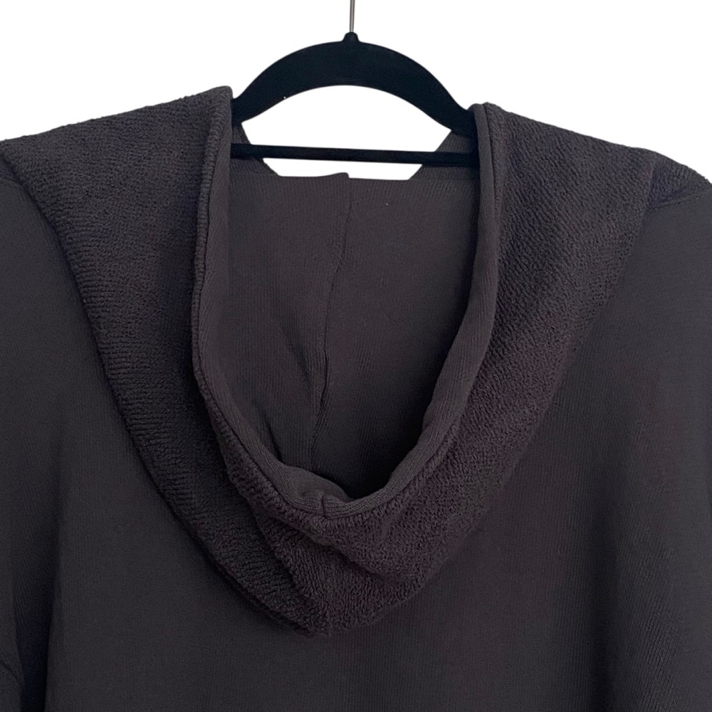 Zenana Cropped Hoodie Dark Charcoal Grey Womens Size Medium Kangaroo Pocket - Picture 4 of 12